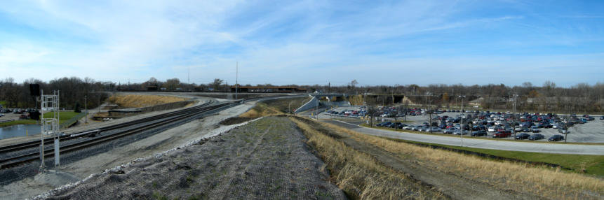 Memphis to left - Matteson METRA station ahead - Chicago to right